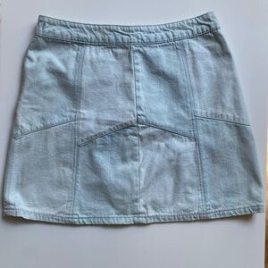 Sky Blue Patchwork Denim Skirt